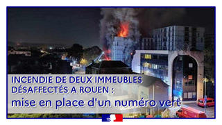 Photo de l'incendie de deux immeubles désaffectés à Rouen (photo SDIS76)