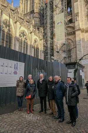 Photo prise lors de la visite des travaux de la cathédrale de Rouen